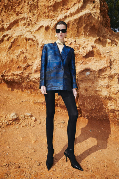 Blazer Oversized Jacquard Azul
