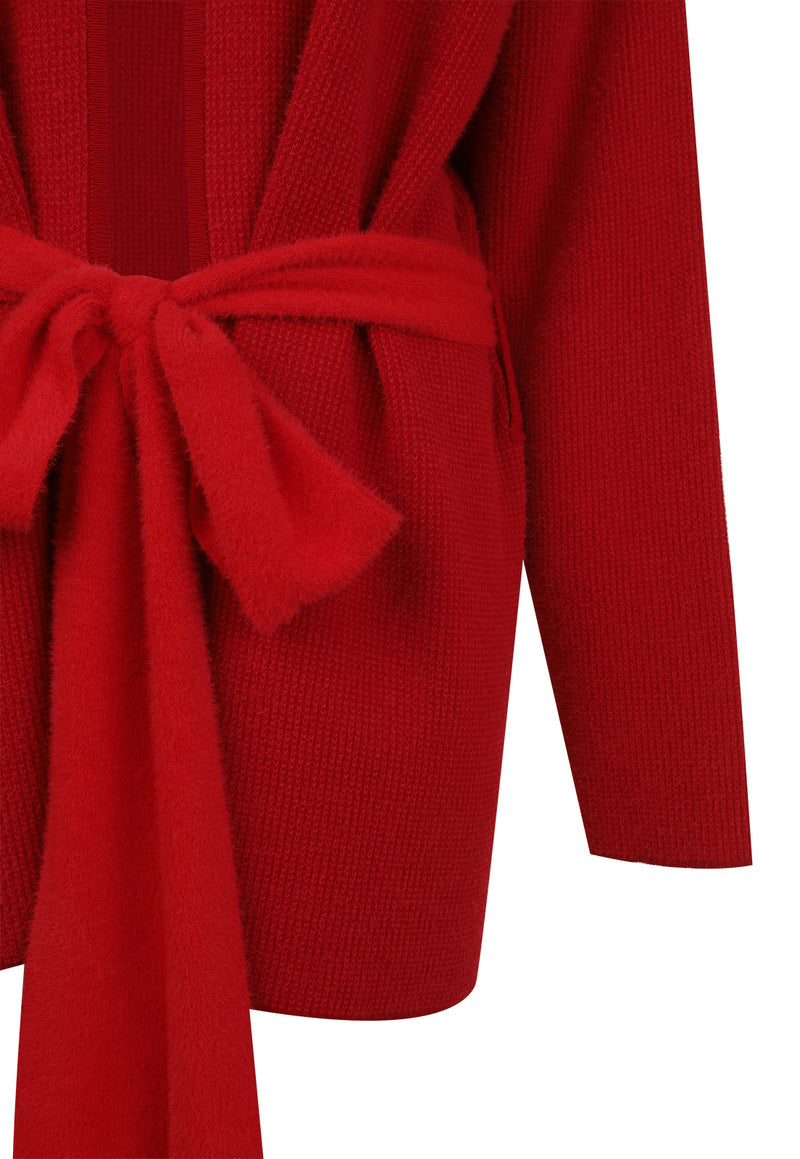 Cardigan Cherry Fluffy Knit Rojo