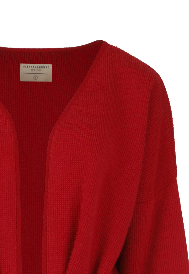 Cardigan Cherry Fluffy Knit Rojo