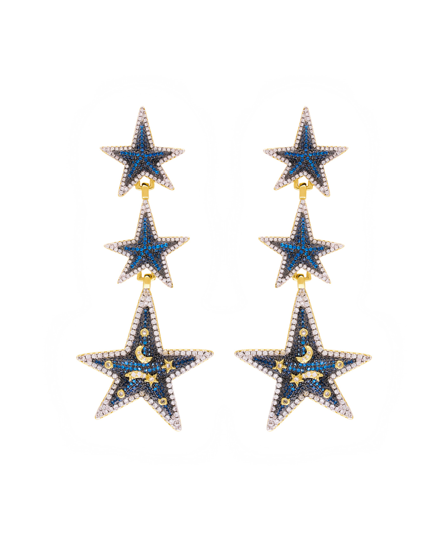 Aretes Estrella cascada Sabah Zafiro
