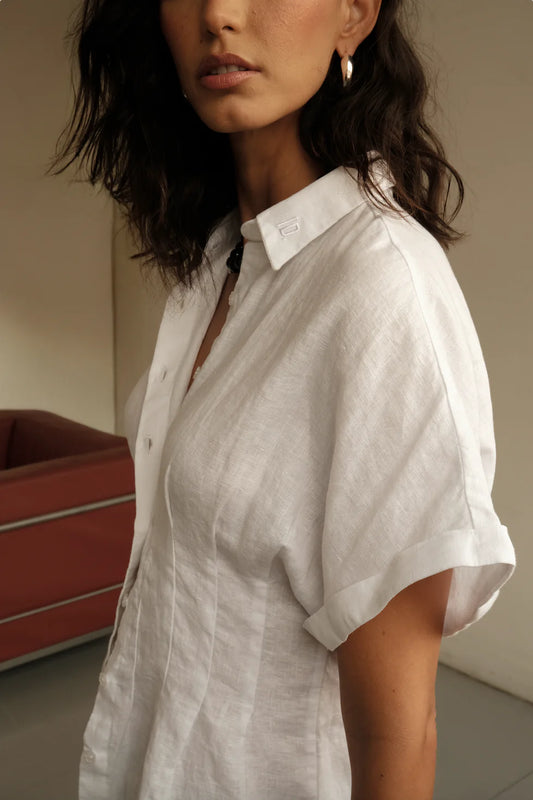 Top Akito de Lino Blanco