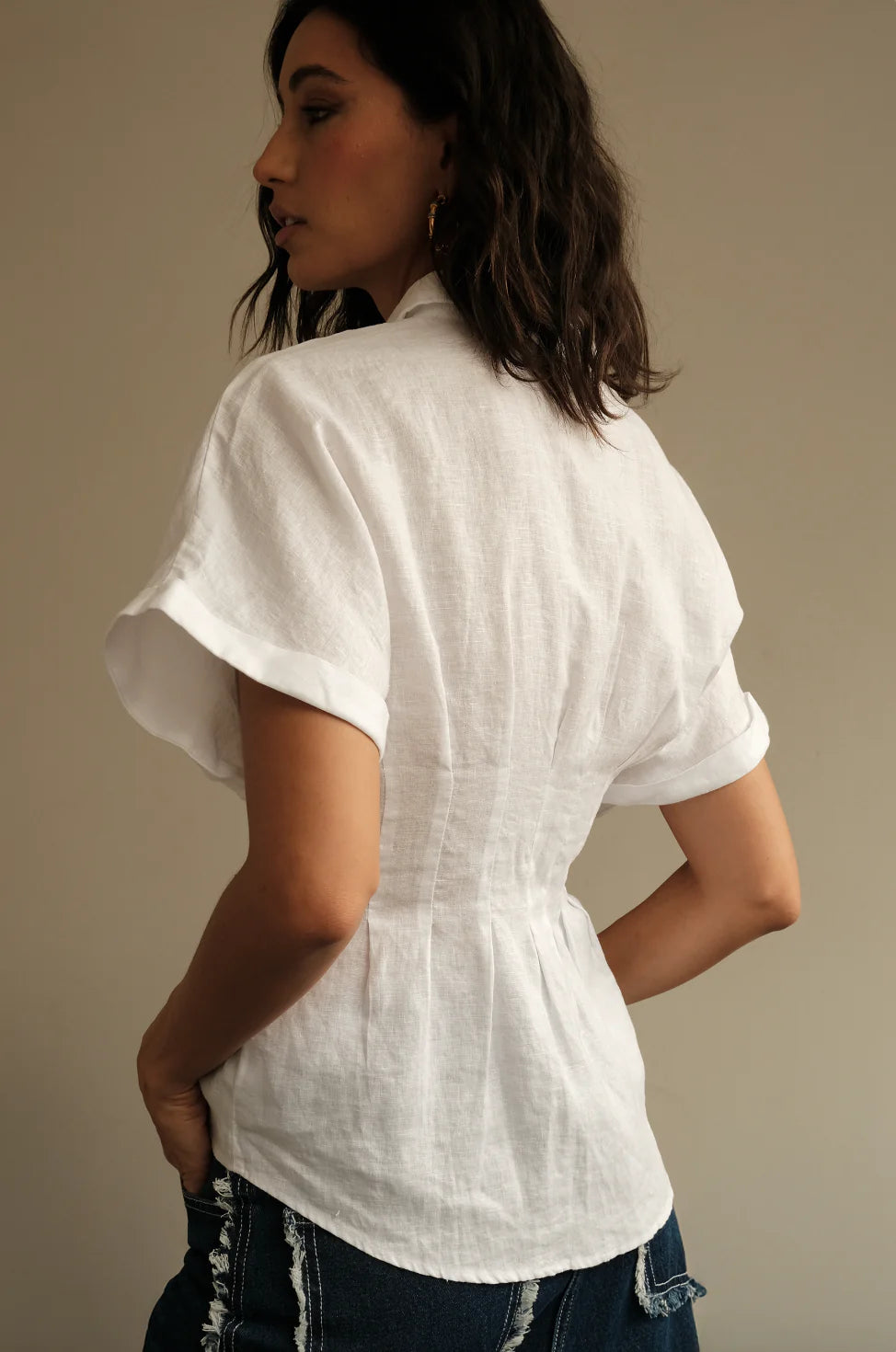 Top Akito de Lino Blanco
