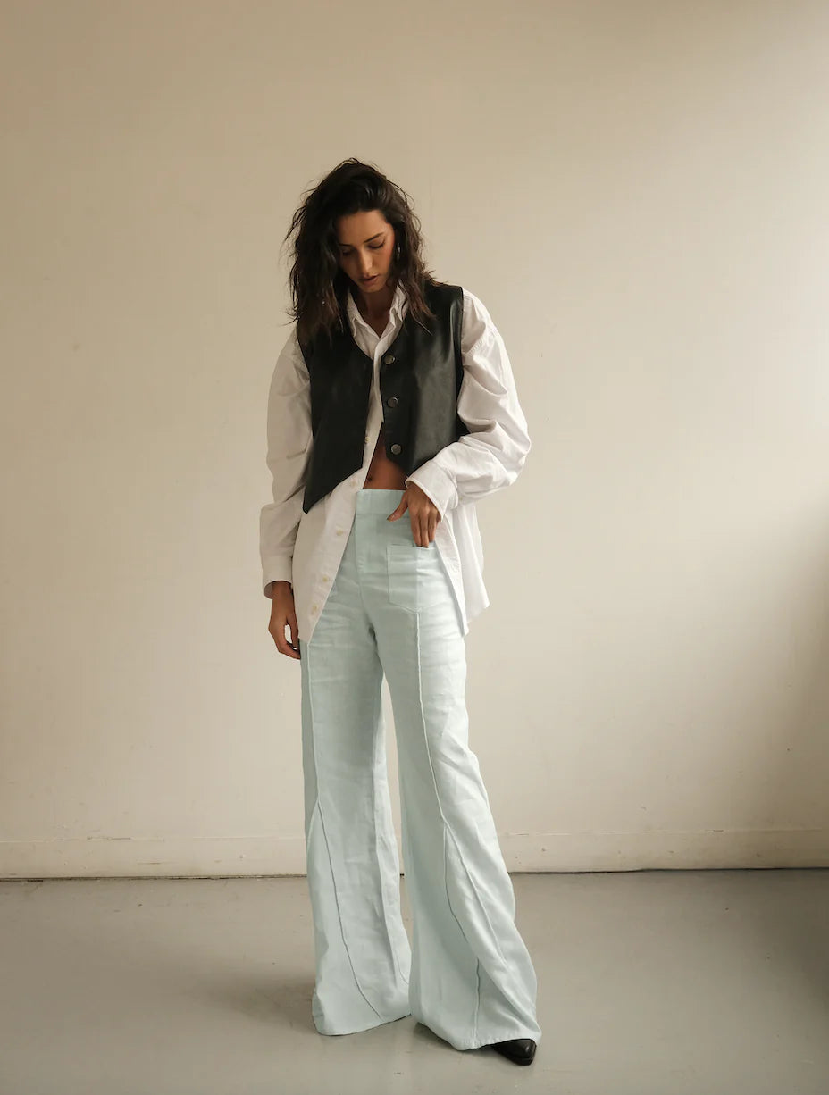 Pantalón Aire de Lino Azul Claro