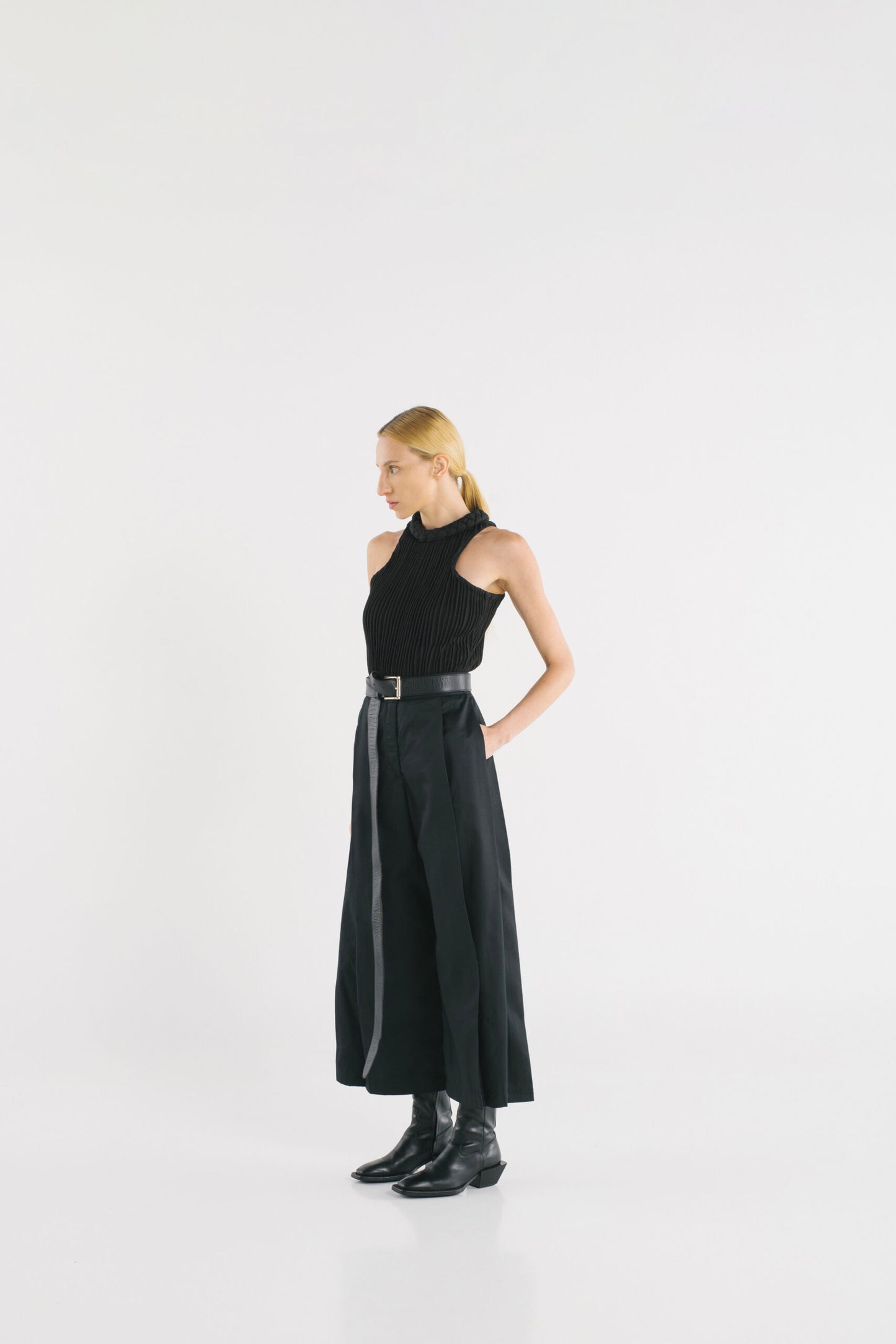 Top Surcos Trenza Negro