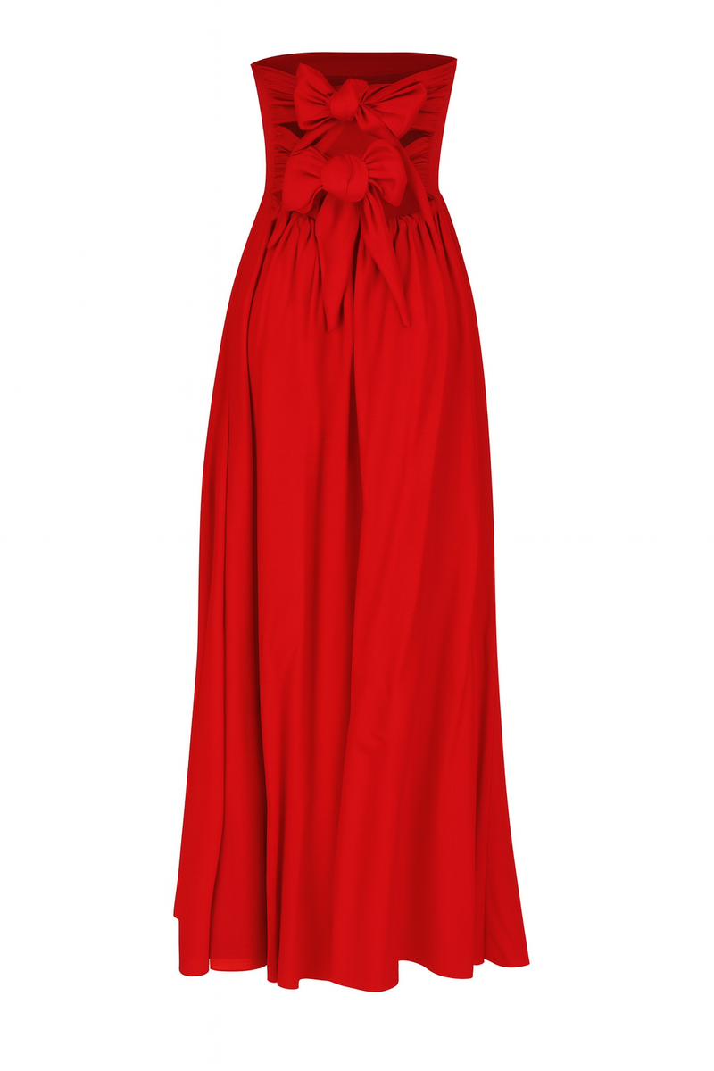 Dress Plum Knit And Linen Rojo