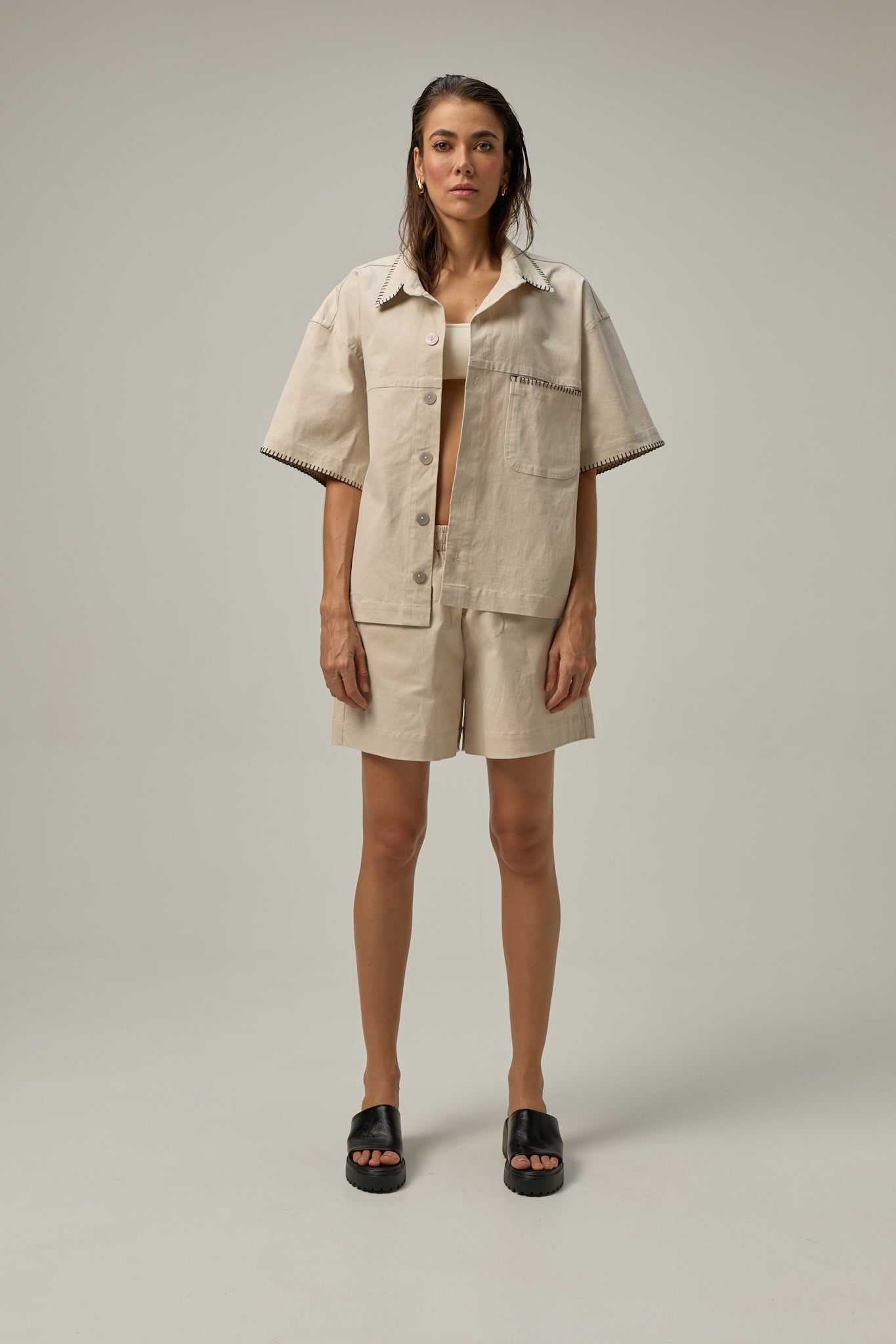 Camisa Hamada Oversized, Bordes