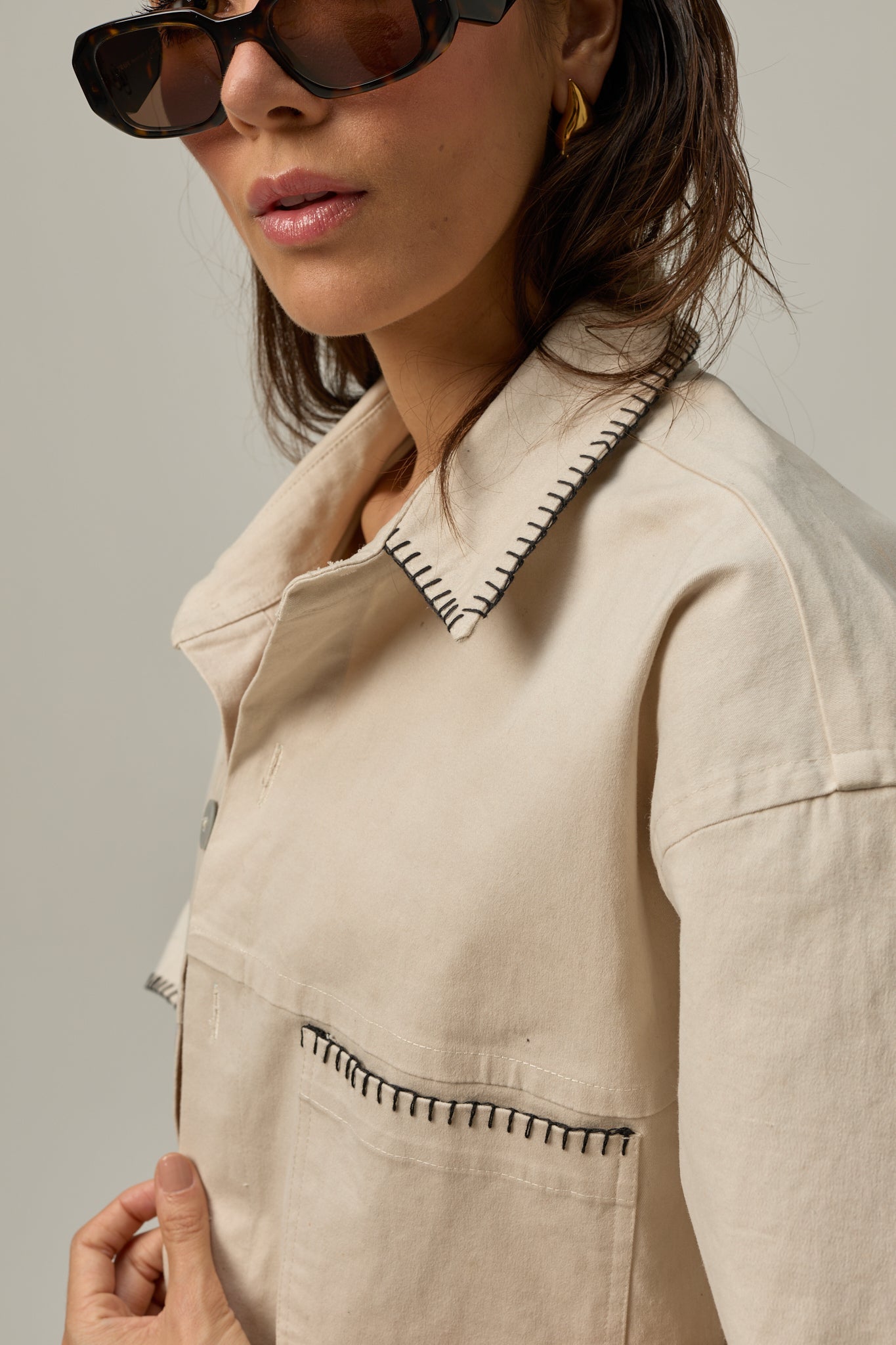 Camisa Hamada Oversized, Bordes