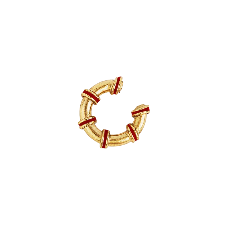 Earcuff Hula Chunky Baño Oro Rojo
