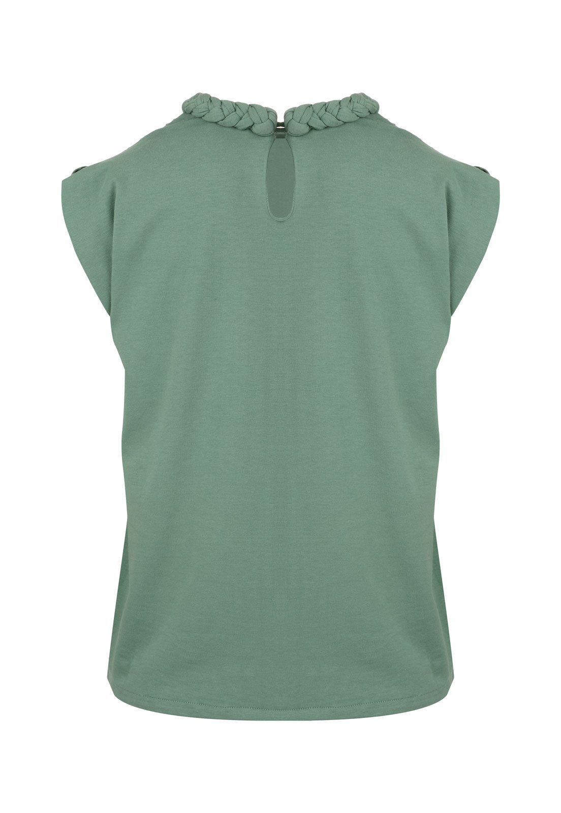 T-Shirt Braid Cuello Trenza Verde Salvia