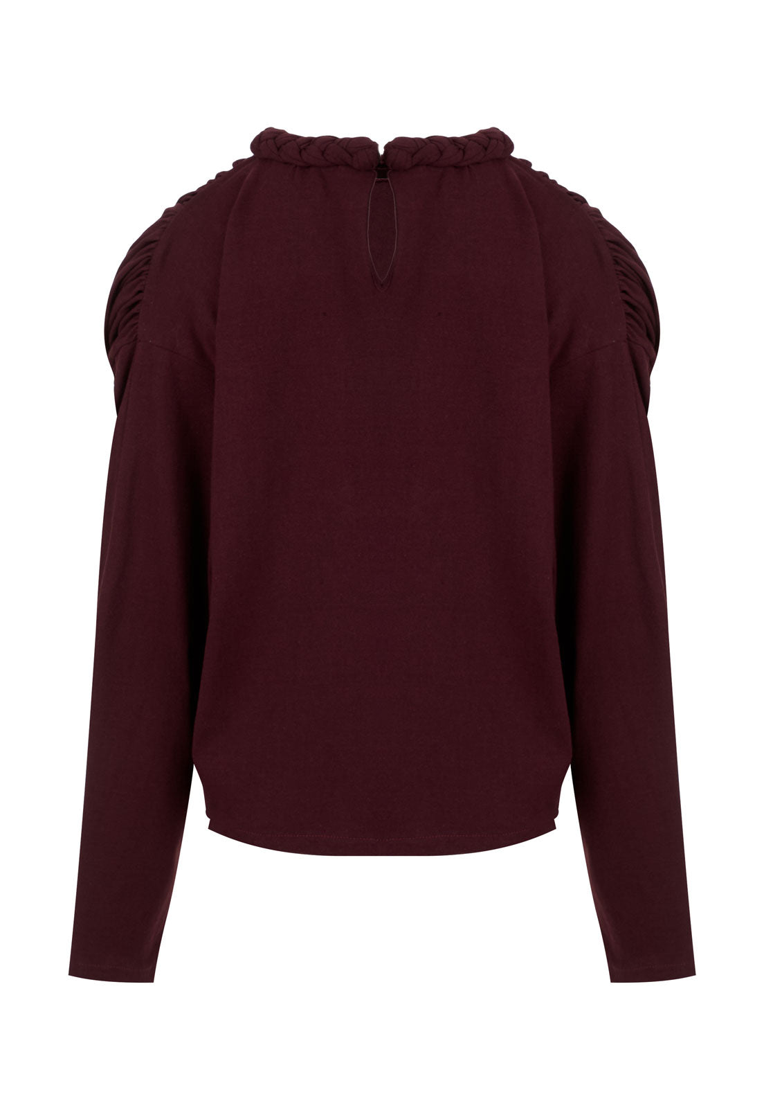 T-Shirt Braid Cuello Trenza Manga Larga Vino