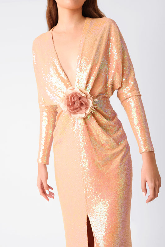 Vestido Alicia Lentejuelas Nude