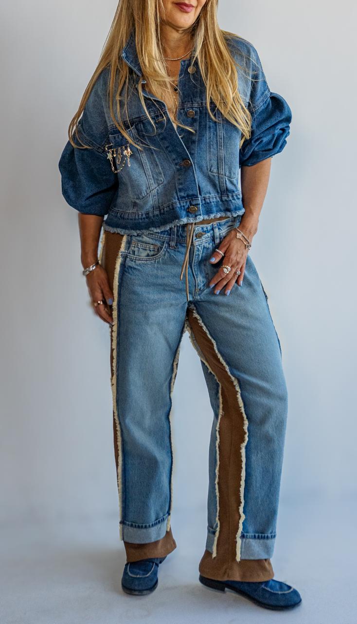 Pantalon Denim Jogger Camel