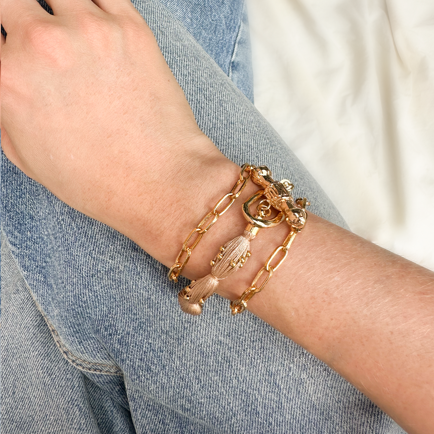 Pulsera Media Chain Dorada