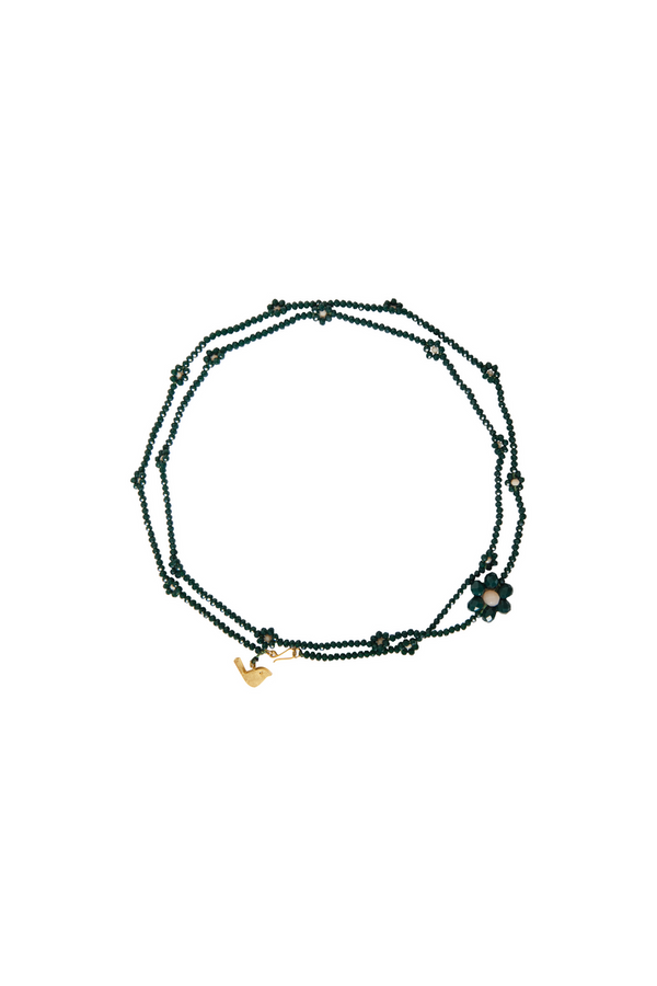Collar Duoble Daisies Verde