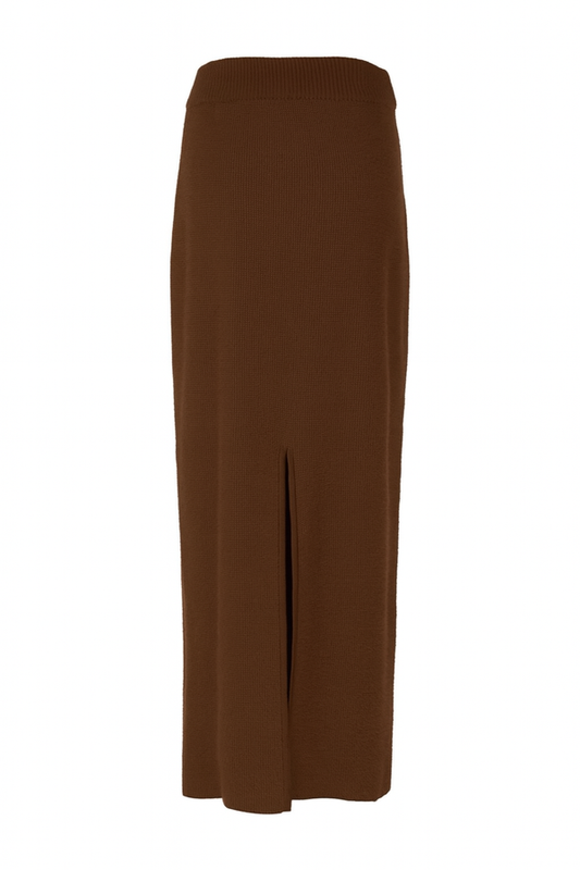 Skirt Cherry Knit Fluffy Marron