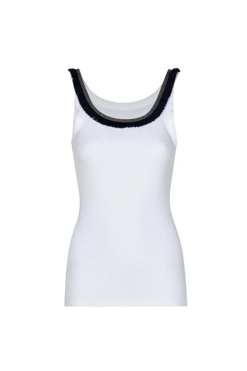 Top Coco Hand Emboidered Tank / White