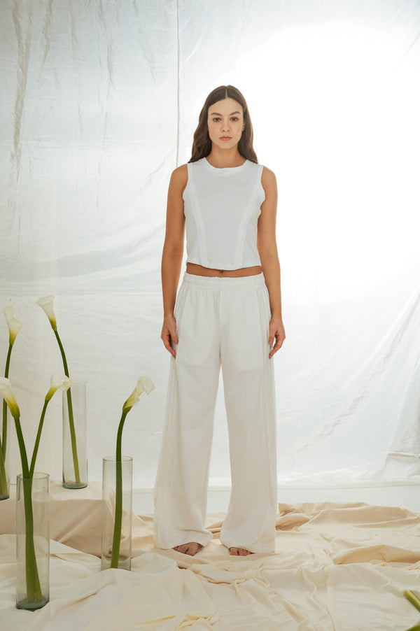 Pantalon Tipo Jogger Blanco