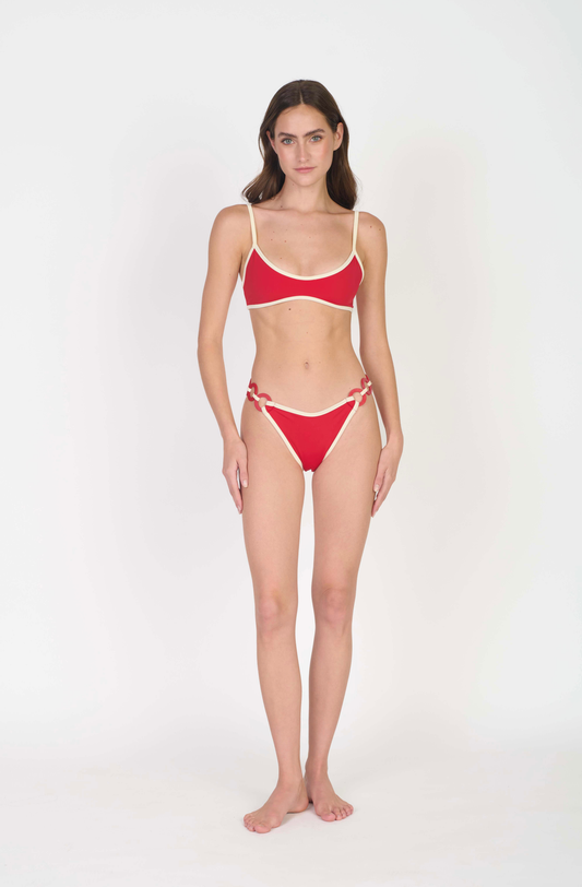 Bikini Top Red Tie Rojo