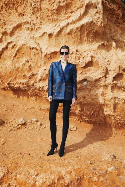 Blazer Oversized Jacquard Azul