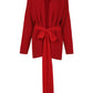 Cardigan Cherry Fluffy Knit Rojo
