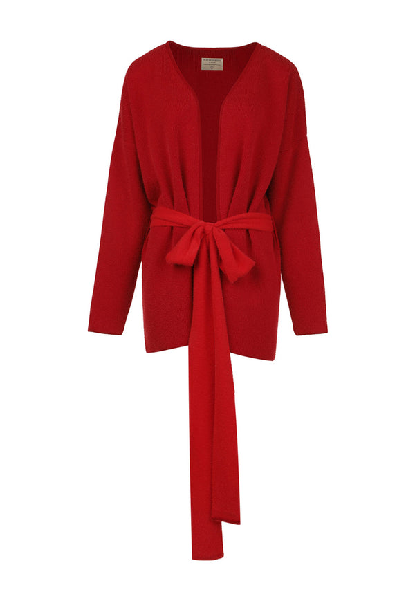 Cardigan Cherry Fluffy Knit Rojo