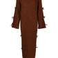 Dress Golden Moccha Bow Knit Sleve Marron