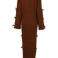 Dress Golden Moccha Bow Knit Sleve Marron