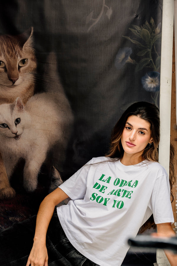 Camiseta T-Shirt Stencil Mujer Letras Verdes