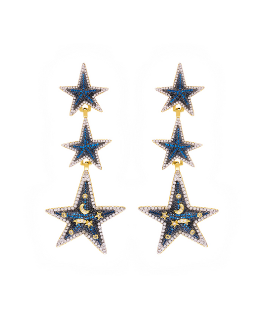 Aretes Estrella cascada Sabah Zafiro