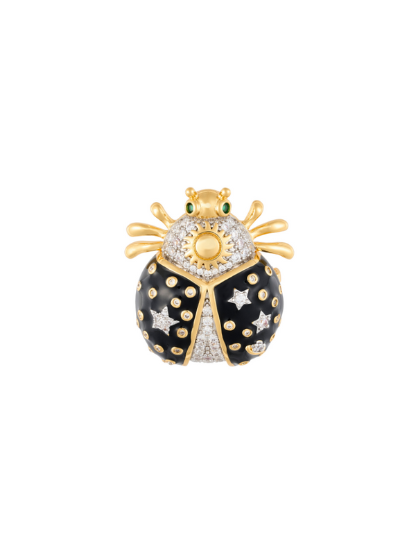 Broche Royal Thot Crystal-Black Enamel