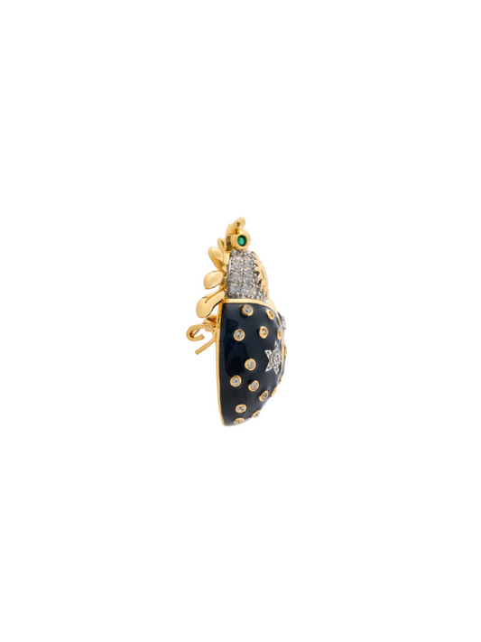 Broche Royal Thot Crystal-Black Enamel