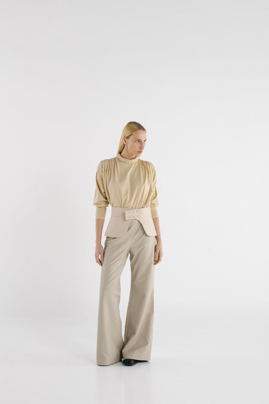 T-Shirt Braid Cuello Trenza Arena