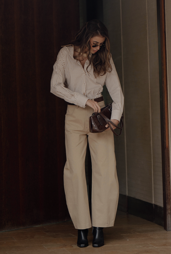 Pantalón Barrel De Algodón Khaki