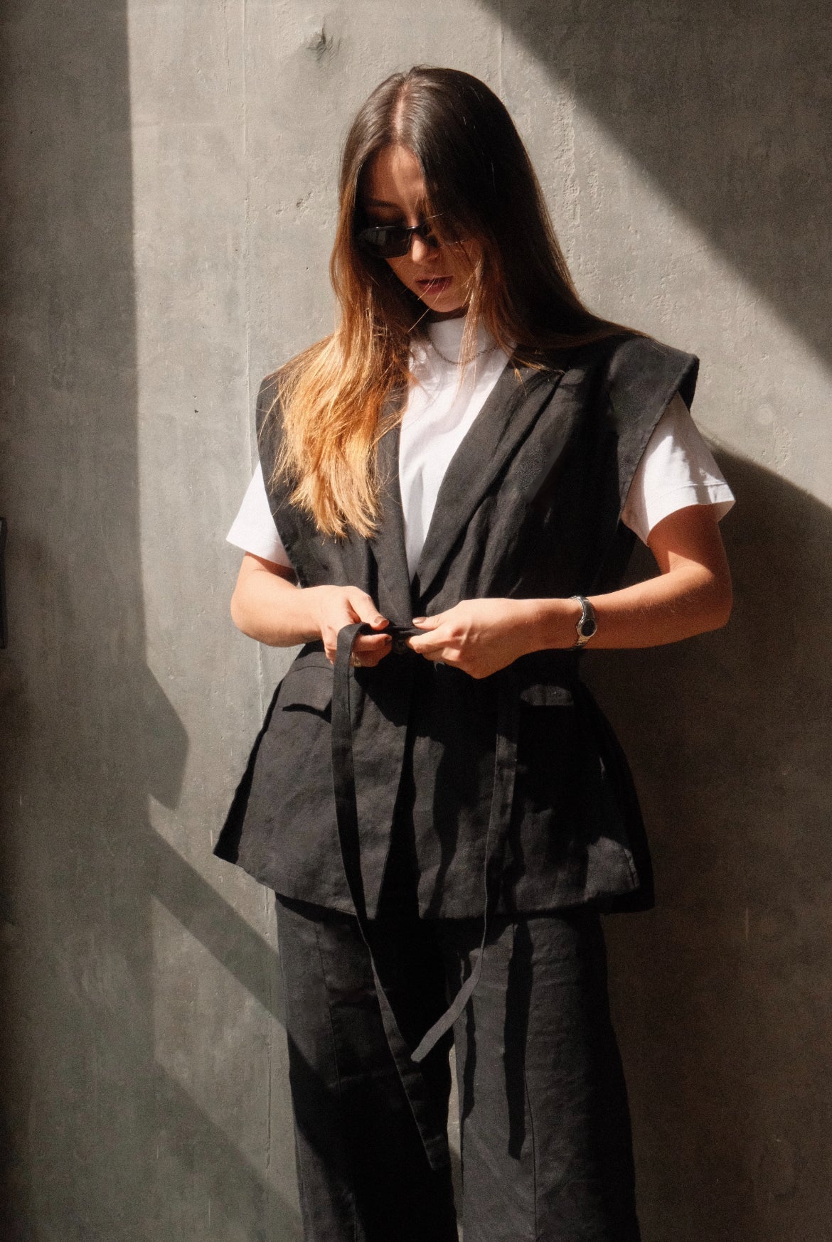 Blazer Vest Negro de Lino