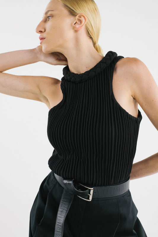 Top Surcos Trenza Negro