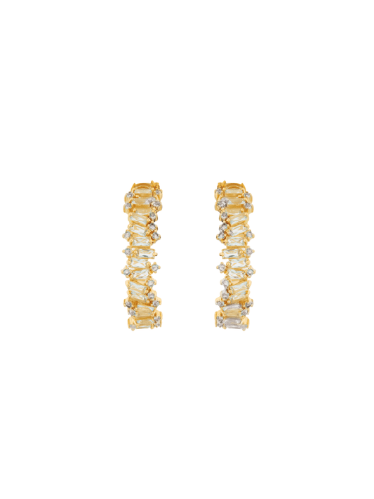 Hoops irregular Baguetes Crystal Dorada