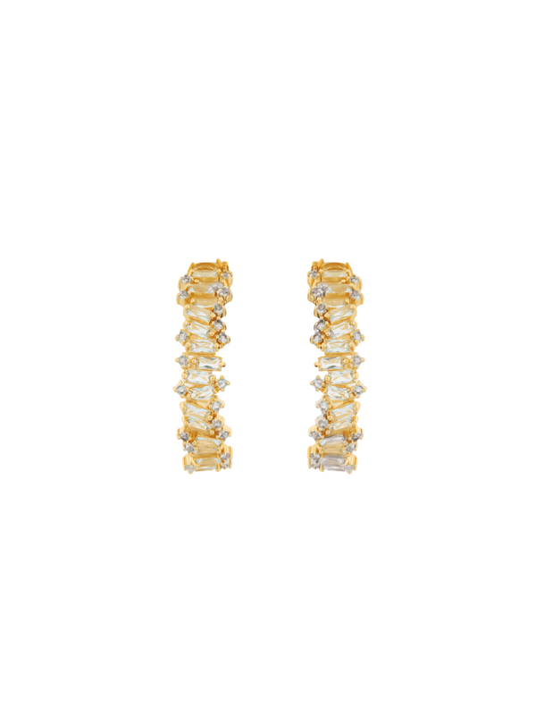 Hoops irregular Baguetes Crystal Dorada