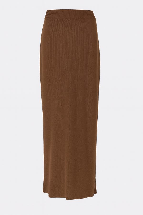 Skirt Cherry Knit Fluffy Marron