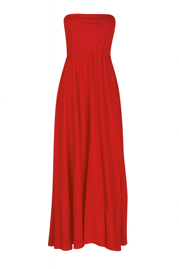 Dress Plum Knit And Linen Rojo