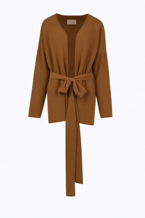 Cardigan Cherry Fluffy Knit Marron