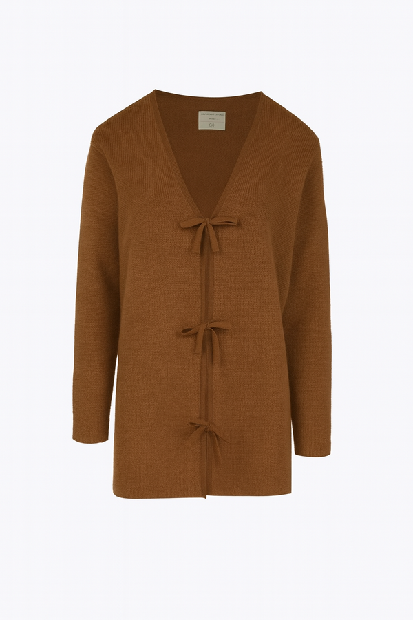 Sweater Cherry Knit Bow Marron