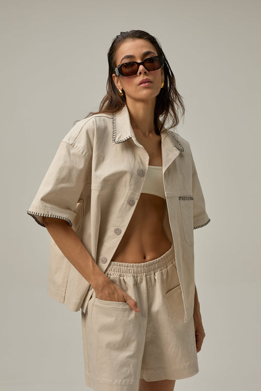 Camisa Hamada Oversized, Bordes