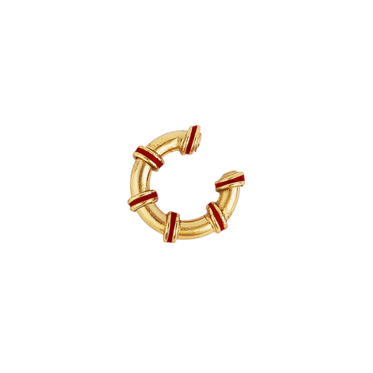 Earcuff Hula Chunky Baño Oro Rojo
