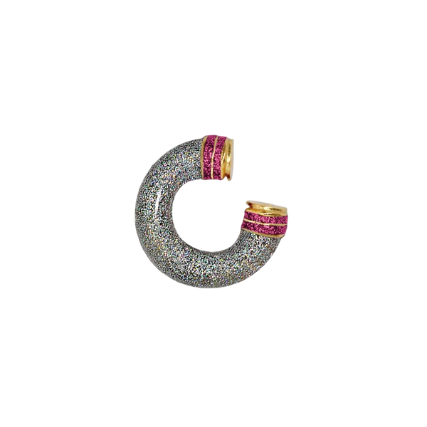 Earcuff Orbit Glitter Silver Rainbow