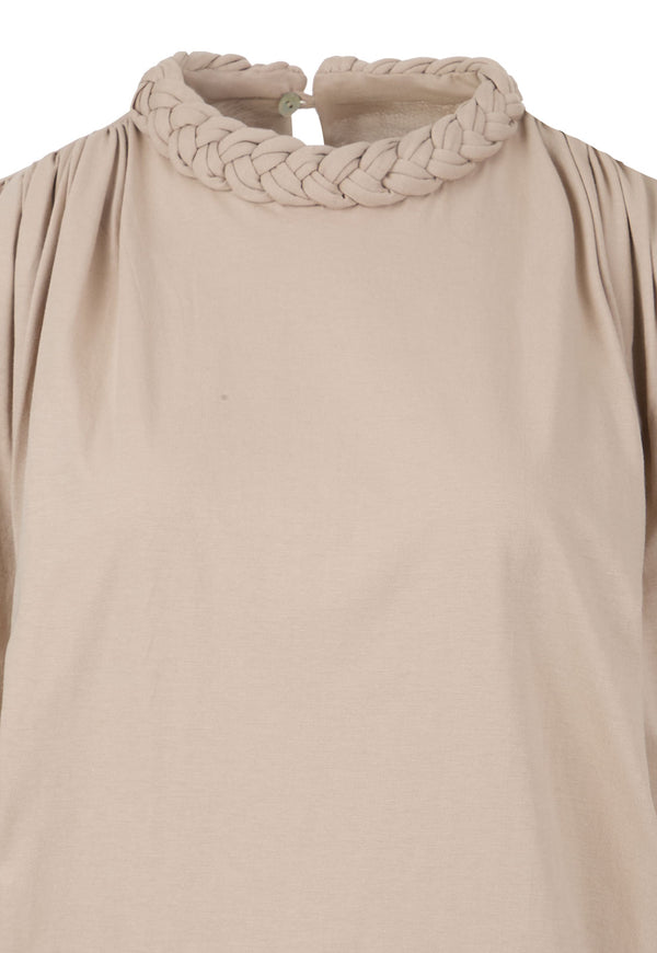 T-Shirt Braid Cuello Trenza Camel