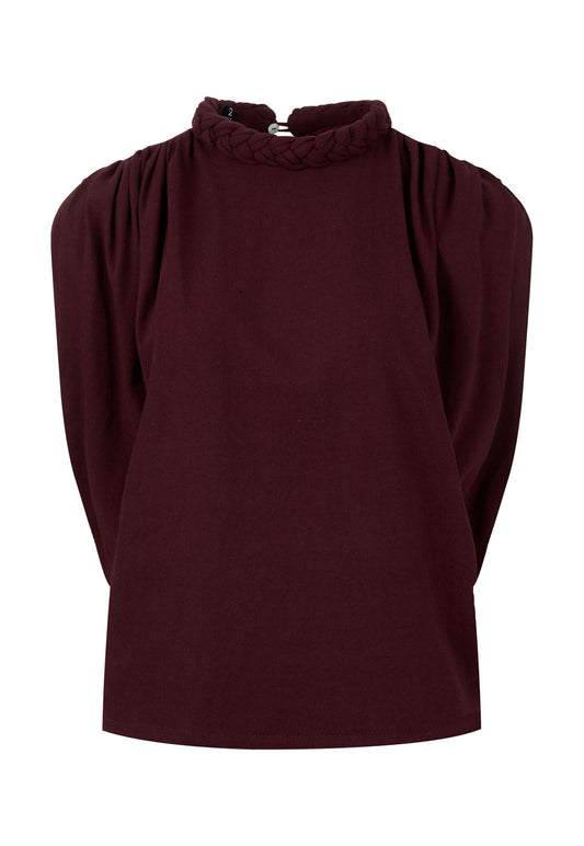 T-Shirt Braid Cuello Trenza Vino