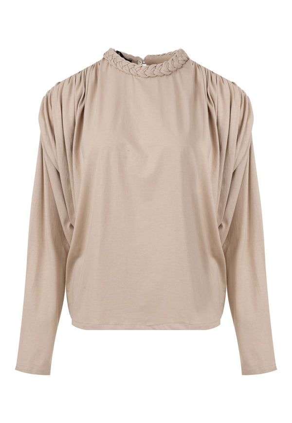 T-Shirt Braid Cuello Trenza Arena