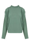 T-Shirt Braid Cuello Trenza Manga Larga Verde Salvia