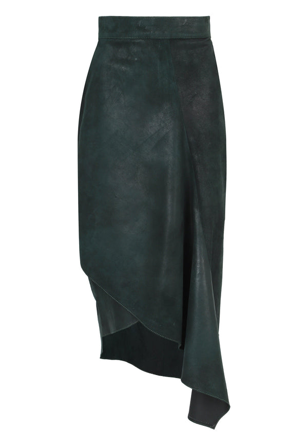 Falda Tube Petal Leather Skirt Negro