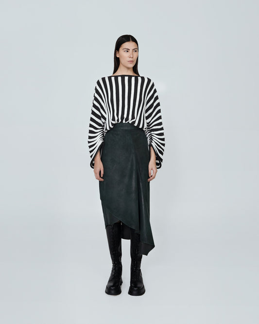Falda Tube Petal Leather Skirt Negro